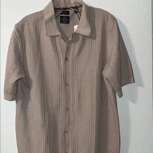 Men's XL Buffalo David Bitton Taupe Short-Sleeve Knit Polo button up